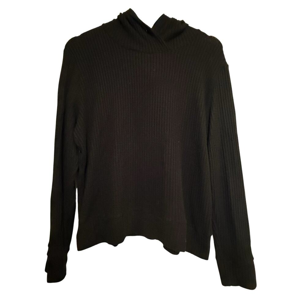 Beyond Yoga Livin Easy Textured Waffle Hoodie Black SIZE LARGE USA Athleisure